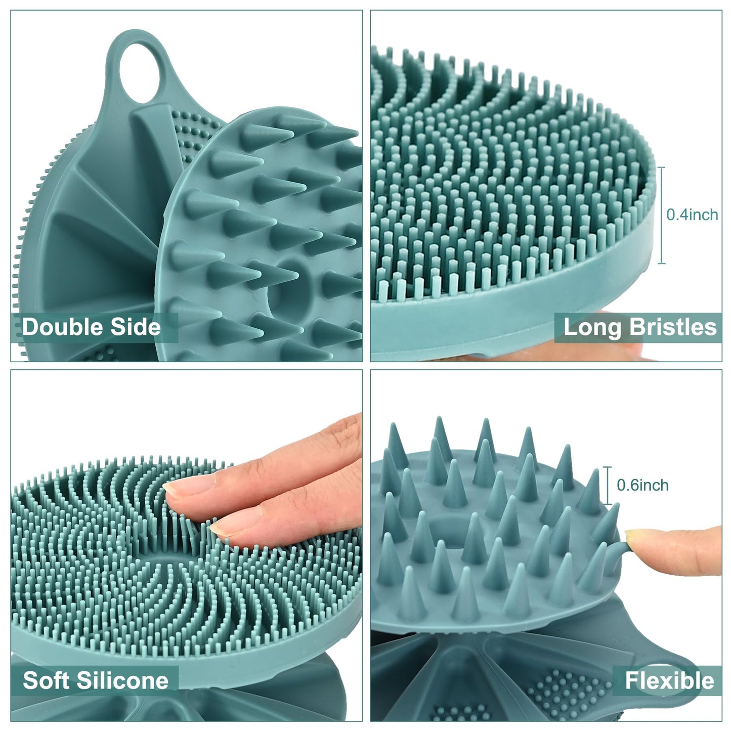 INNERNEED 2in1 Silicone Body Scrubber & Scalp Massager Shampoo Brush, Green Beauty and Personal Care INNERNEED