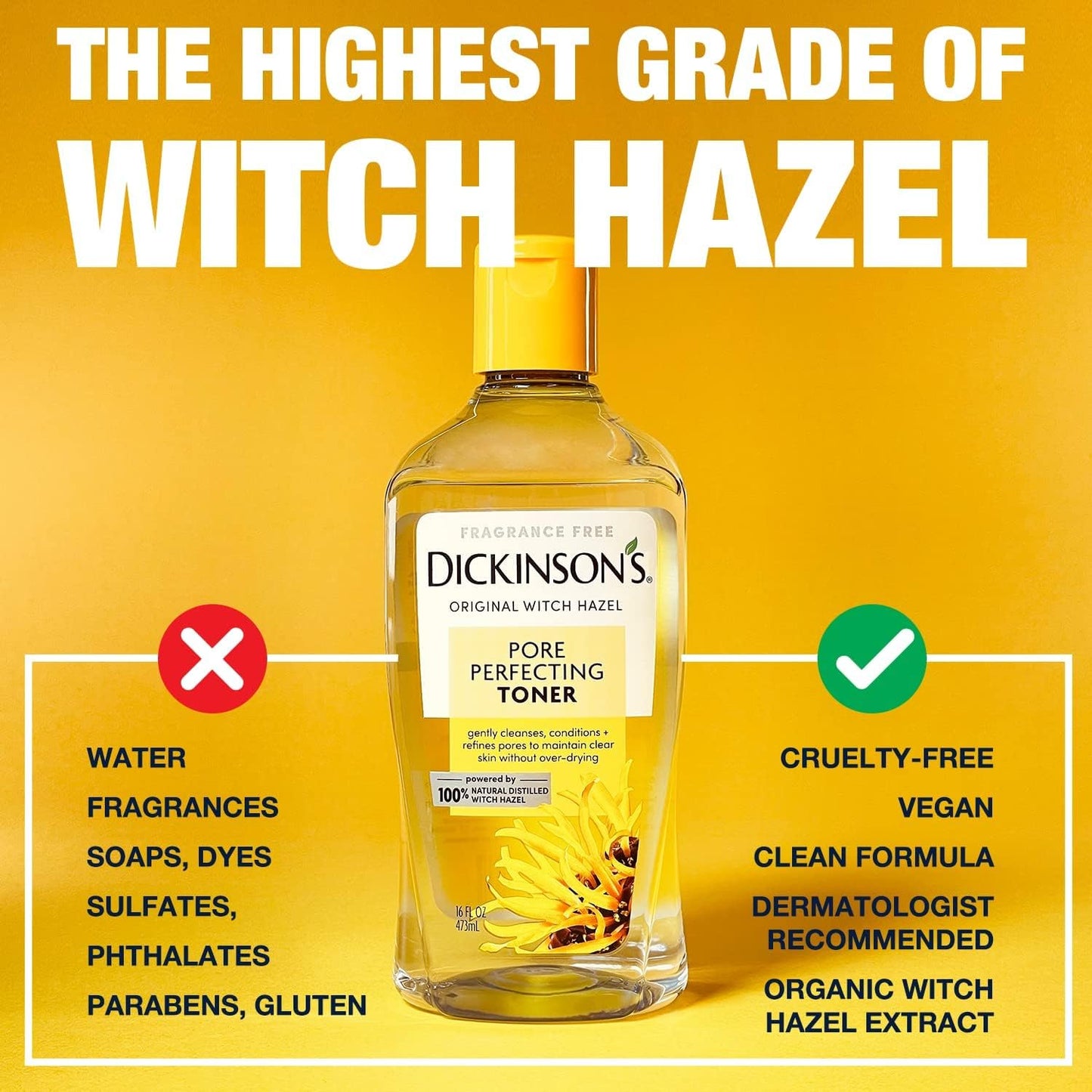 Dickinson's Original Witch Hazel Pore Perfecting Toner | 100% Natural Distilled Witch Hazel | America's #1 Toner | Refines Pores | Removes Impurities Beauty and Personal Care Dickinson's