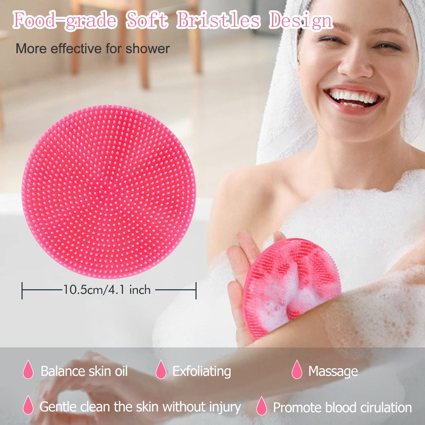 INNERNEED Food-Grade Soft Silicone Body Scrubber Shower Brush Handheld Cleansing Skin Brush, Gentle Exfoliating and Lather Well (Pink) Beauty and Personal Care INNERNEED