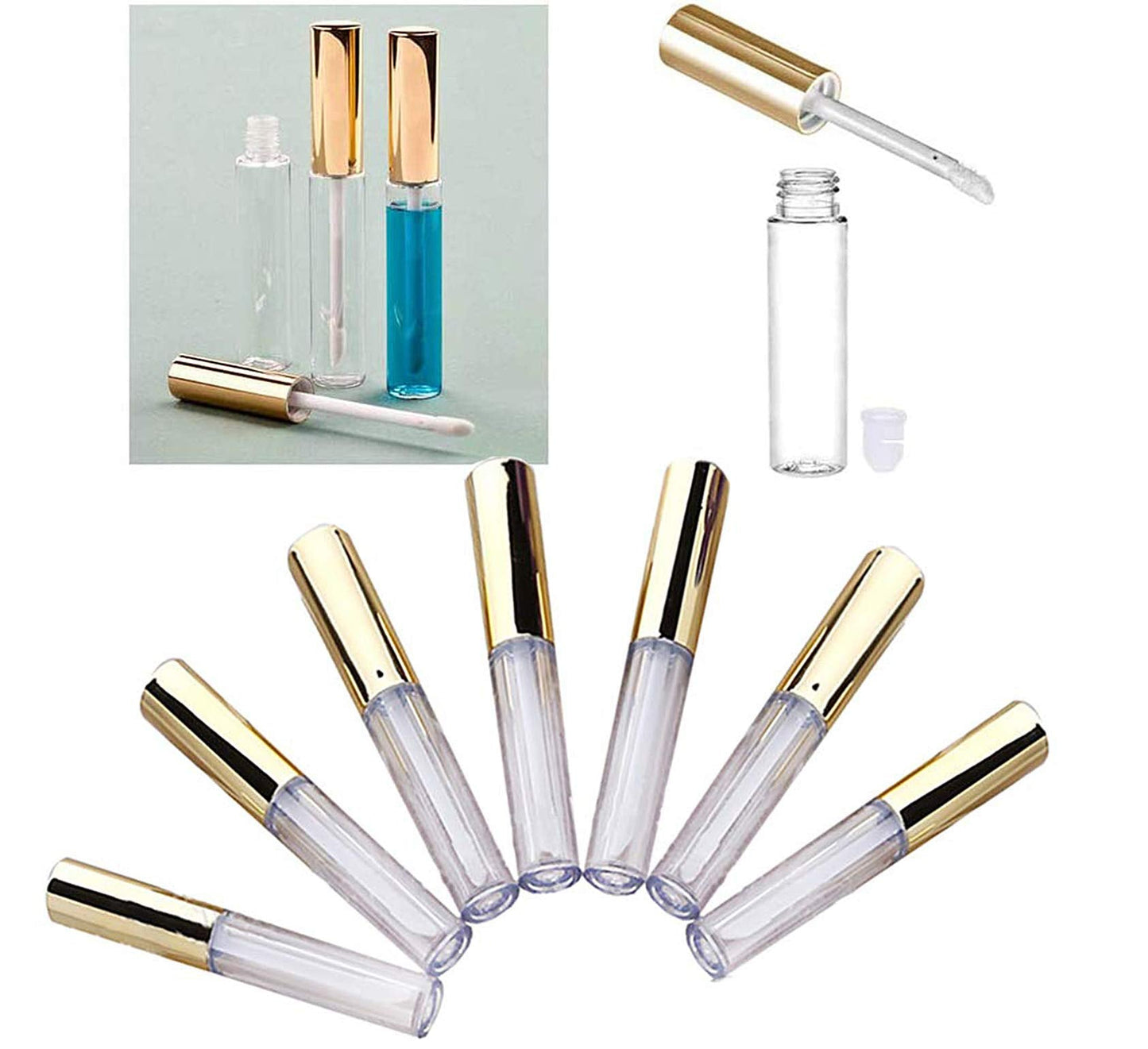J.B.Y JUST BE YOURSELF 30 Plastic PET Lip Gloss Tubes 10ML Balm Container Clear Stopper Multi Color Lot (Gold) Beauty & Personal Care J.B.Y JUST BE YOURSELF