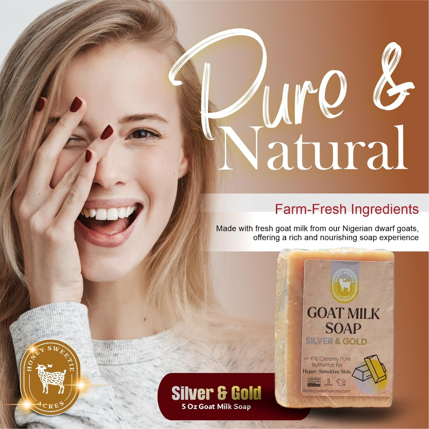 Honey Sweetie Acres Silver and Gold Goat Milk Soap - Handmade 5 oz Bar, Made with Natural Ingredients, Moisturizing & Gentle, Made in the USA Beauty & Personal Care Honey Sweetie Acres