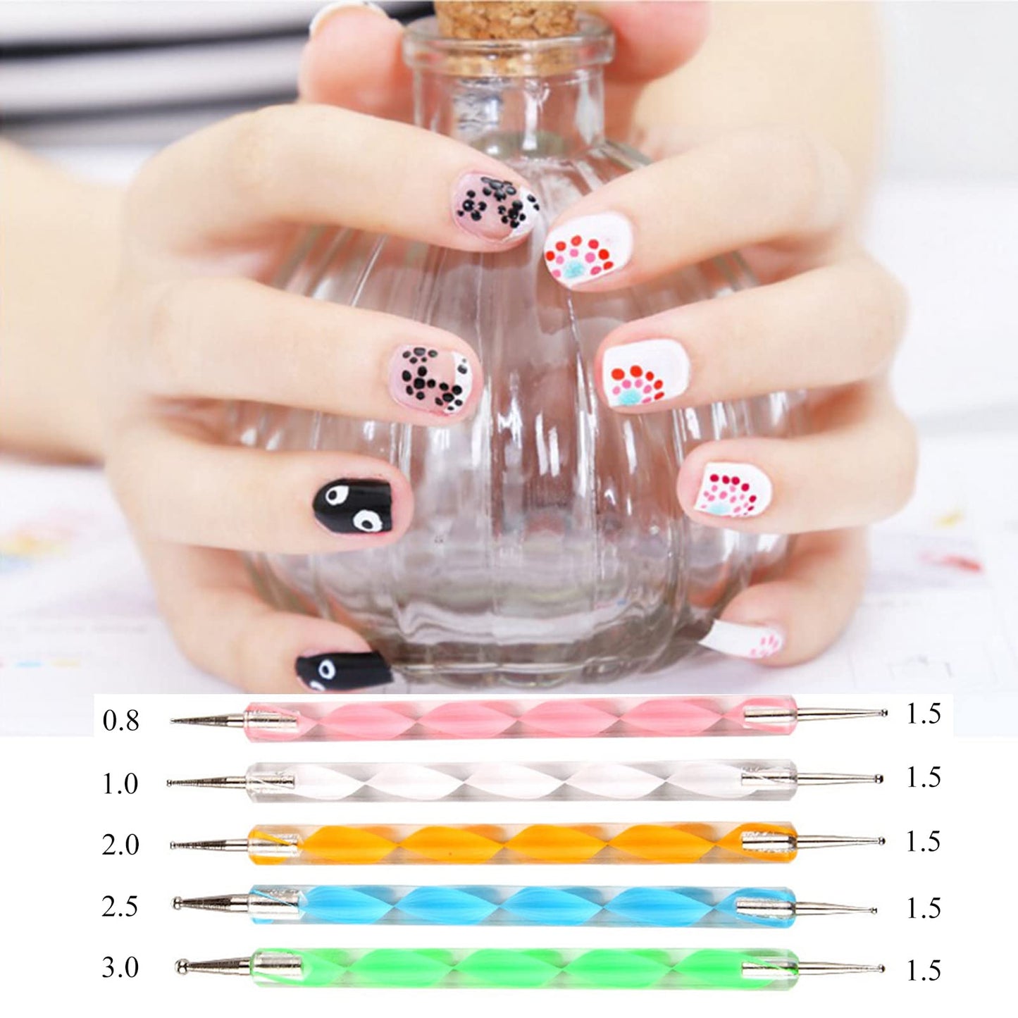 20pc Nail Art Painting Brush Pen Tools Kit UV Gel Building Drawing Linering Brushes Set Mandala Nail Dotting Pens (Pink) Beauty & Personal Care Lifextol