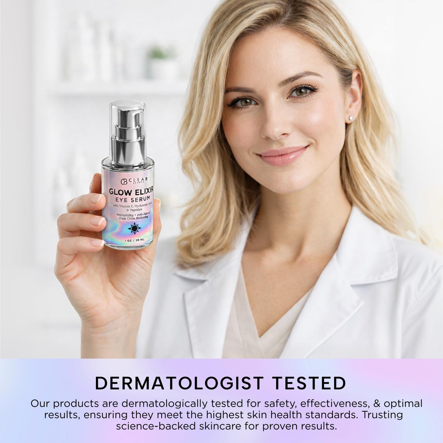 Clear Beauty Vitamin C & Hyaluronic Acid Under Eye Serum - Dermatologist Tested, Reduces Eye Bags, Puffiness, Dark Circles & Wrinkles, Clean Beauty Beauty & Personal Care Clear Beauty