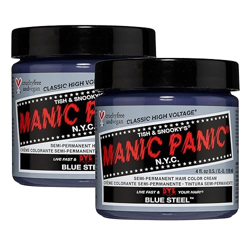 MANIC PANIC Classic Blue Steel Semi Permanent Hair Color - Cool Silver Hair Dye for Women & Men That Lasts 4-6 Weeks - Vegan, Ammonia & Cruelty-Free Beauty & Personal Care MANIC PANIC