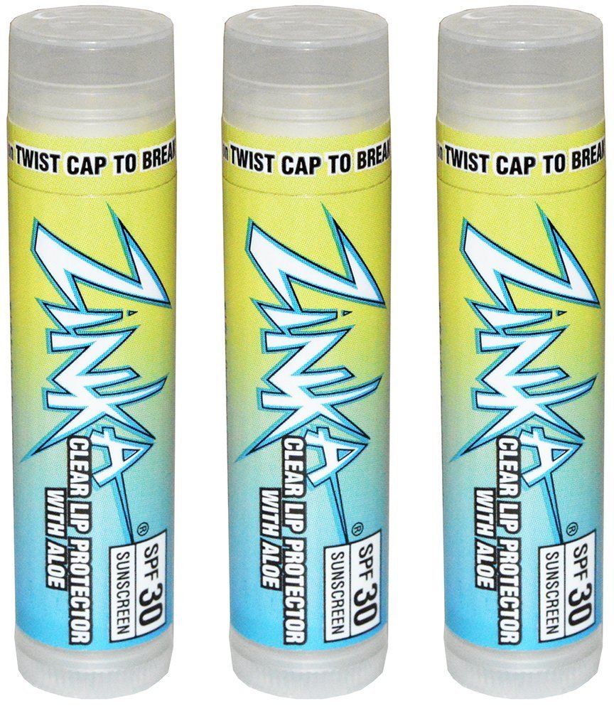 Zinka Clear Lip Protector With Aloe SPF 30 Sunscreen Lip Balm .15 Ounce (Pack of 3) Beauty and Personal Care Zinka