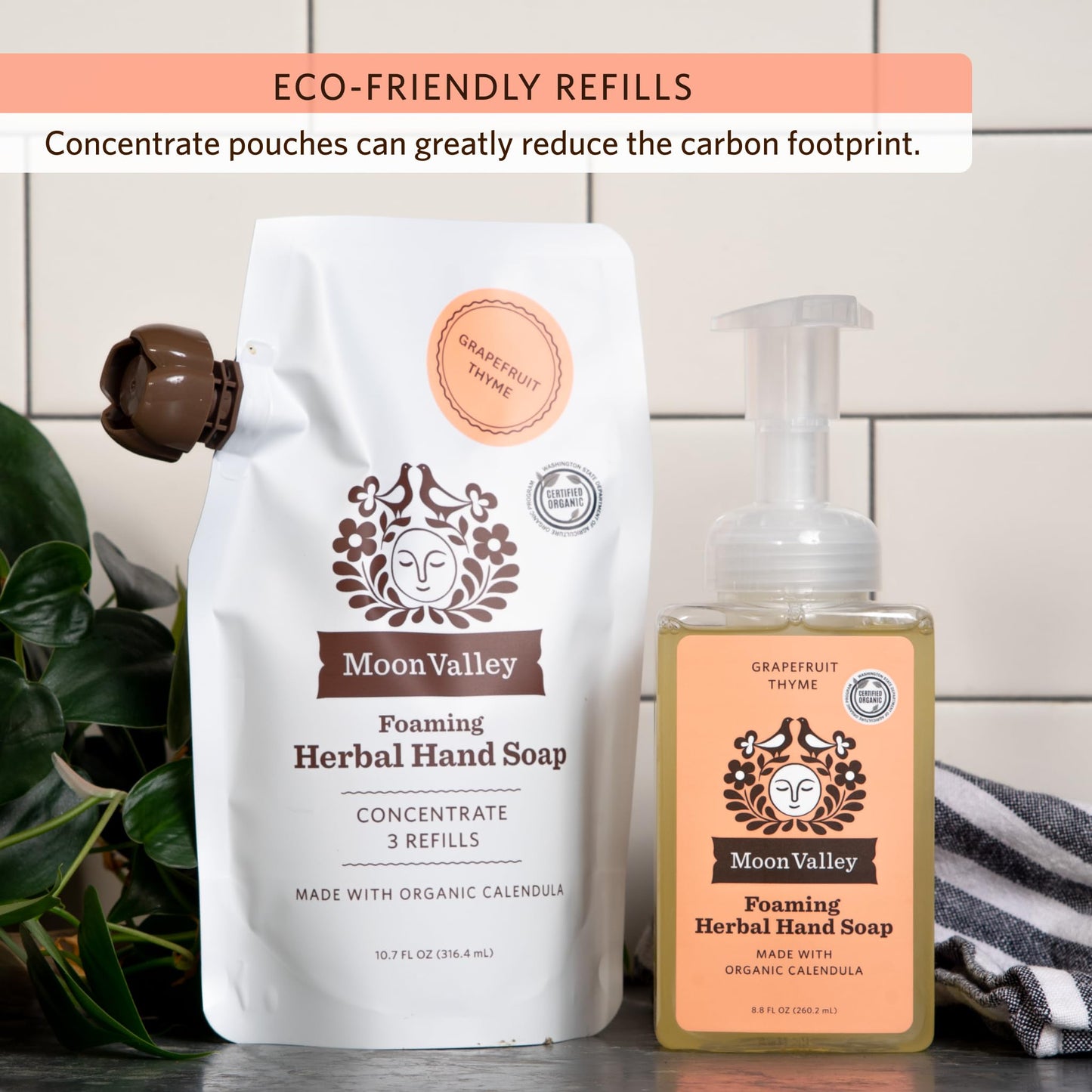Moon Valley Foaming Hand Soap Refill Pouch, Three-Pack Lemon Rosemary, Mint Lavender, Grapefruit Soap, Vegan and Non-GMO, Environmentally Friendly Beauty & Personal Care Moon Valley Organics