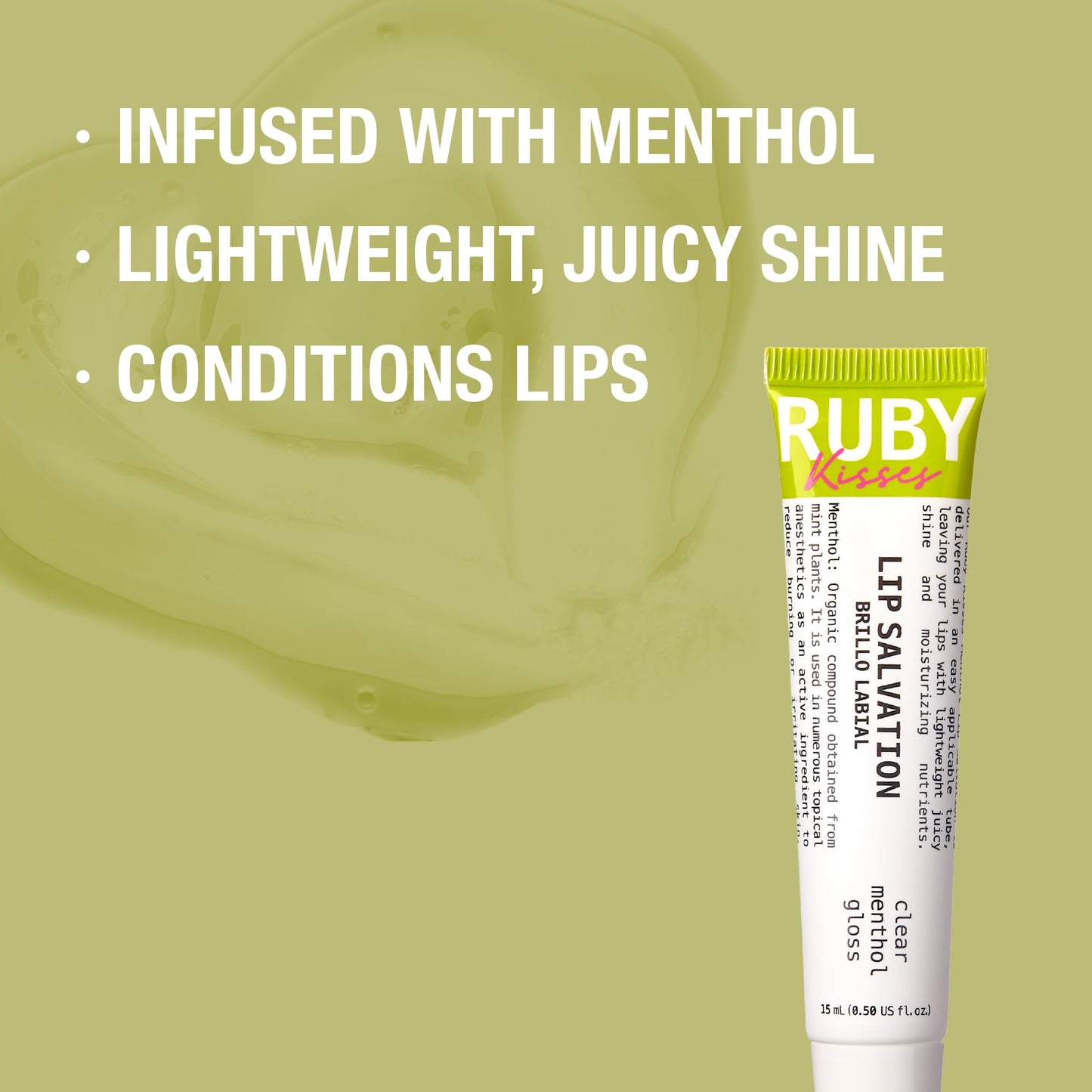 Ruby Kisses Salvation Lip Gloss, Lightweight, Juicy Shine, Menthol Infused Conditioning Lip Treatment, Heals, Cools & Calms, Deep Hydration Lip Care Beauty & Personal Care Ruby Kisses