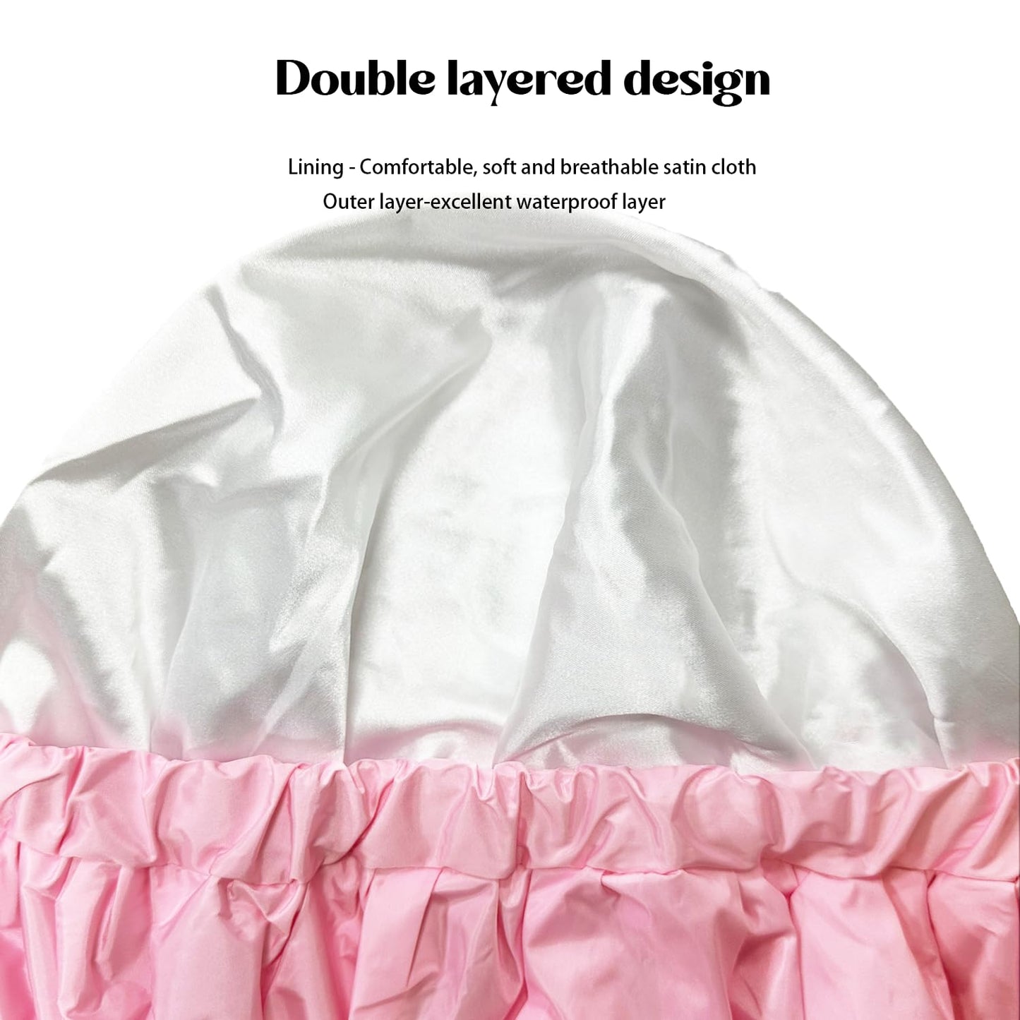Amamba Shower Caps,100% Real Satin Lined Shower Cap,Extra Large Shower Cap for Women Reusable Waterproof,Adjustable Size&Long Hair Bath Caps?Pink? Beauty & Personal Care Amamba