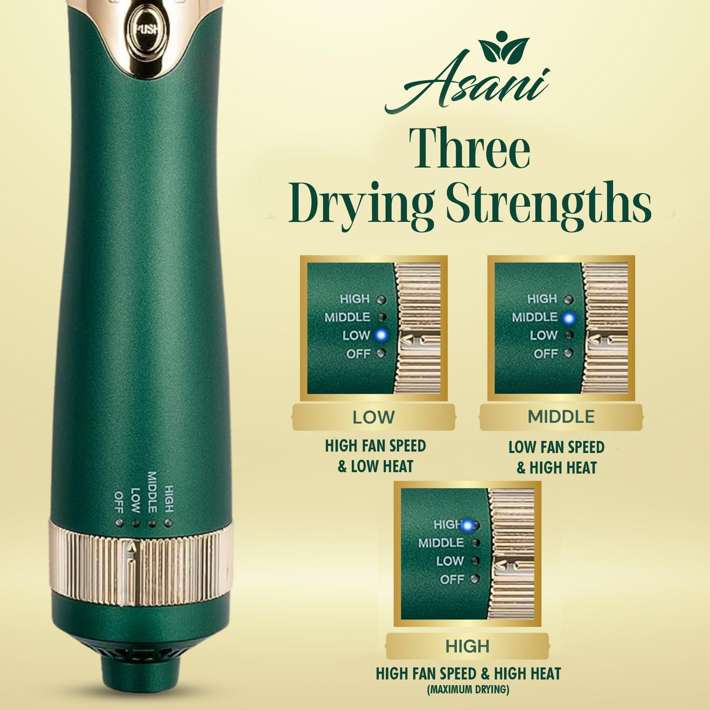 Asani Hot Air Brush - Multipurpose Blow Dryer Brush with Interchangeable Heads, Heated Round Brush for Curling or Straightening, Volumizer and Styling Beauty & Personal Care Asani