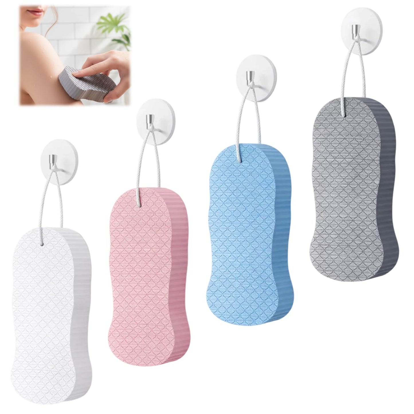 4PCS Magic Exfoliating Bath Sponge Set, Exfoliating Sponge, Exfoliating Bath Sponge Suitable for All Skin Types, Travel Friendly Beauty and Personal Care CZFSWT