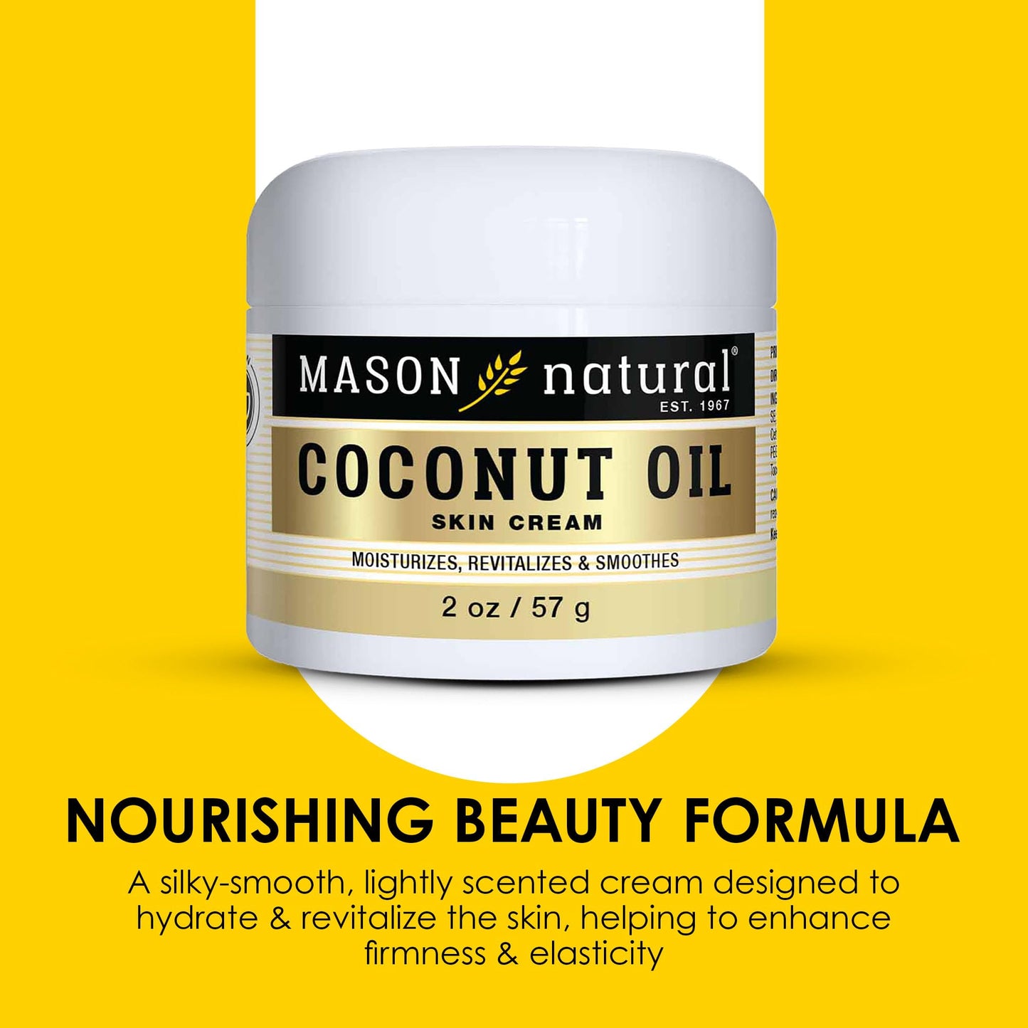 MASON NATURAL Coconut Oil Beauty Cream, Hydrating Moisturizer With Collagen for Smooth & Firm Skin, 2 oz Beauty & Personal Care MASON NATURAL