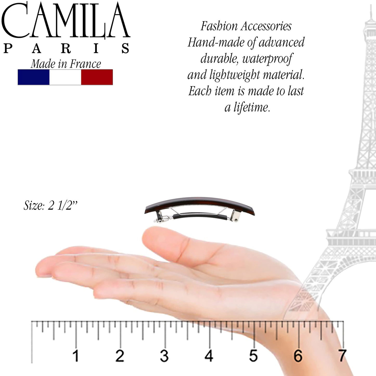 Camila Paris AD1/2 French Hair Barrette Clip for Girls, Set of 2 Rubberized Metal Clasp Strong Hold Grip Hair Clips for Women, No Slip Durable Styling Beauty & Personal Care Camila