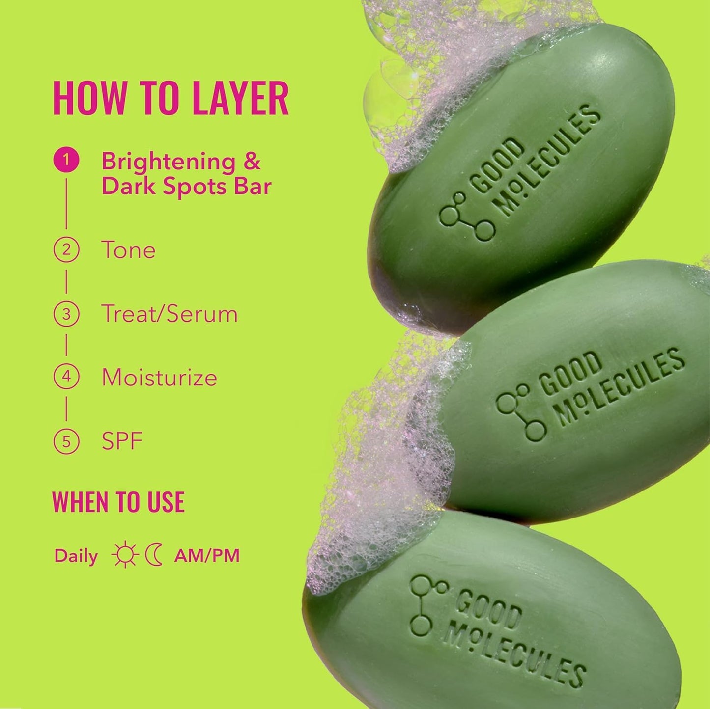 Good Molecules Brightening & Dark Spots Bar - Soap Free Face and Body Bar - Tranexamic, Kojic Acids and Niacinamide to Target Dark Spots - Skin Care Beauty and Personal Care Good Molecules