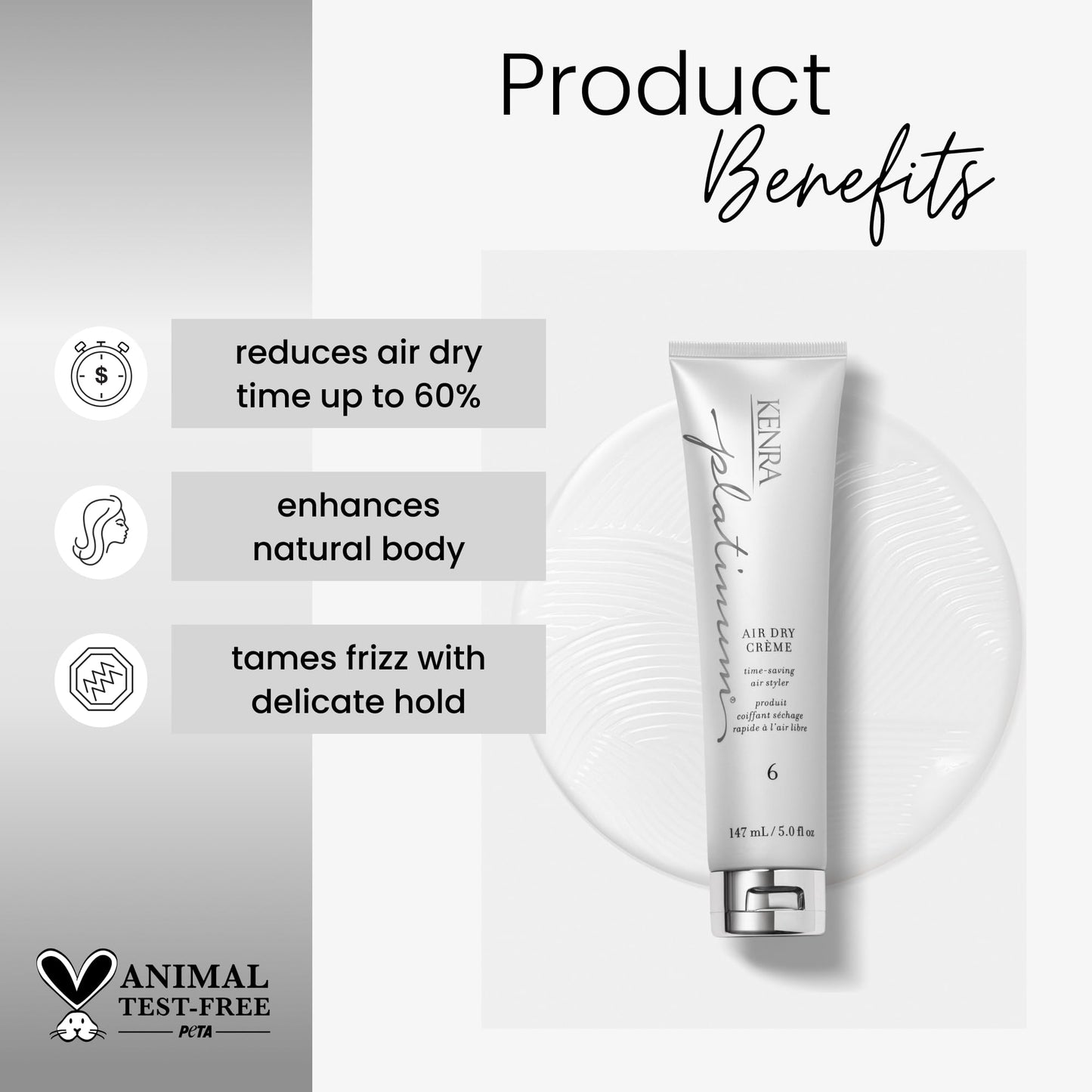 Kenra Professional Platinum Air Dry Crème 6 | Time-Saving Air Styler | Enhances Natural Body | Tames Frizz With Delicate Hold | Natural, Product Free Beauty & Personal Care Kenra