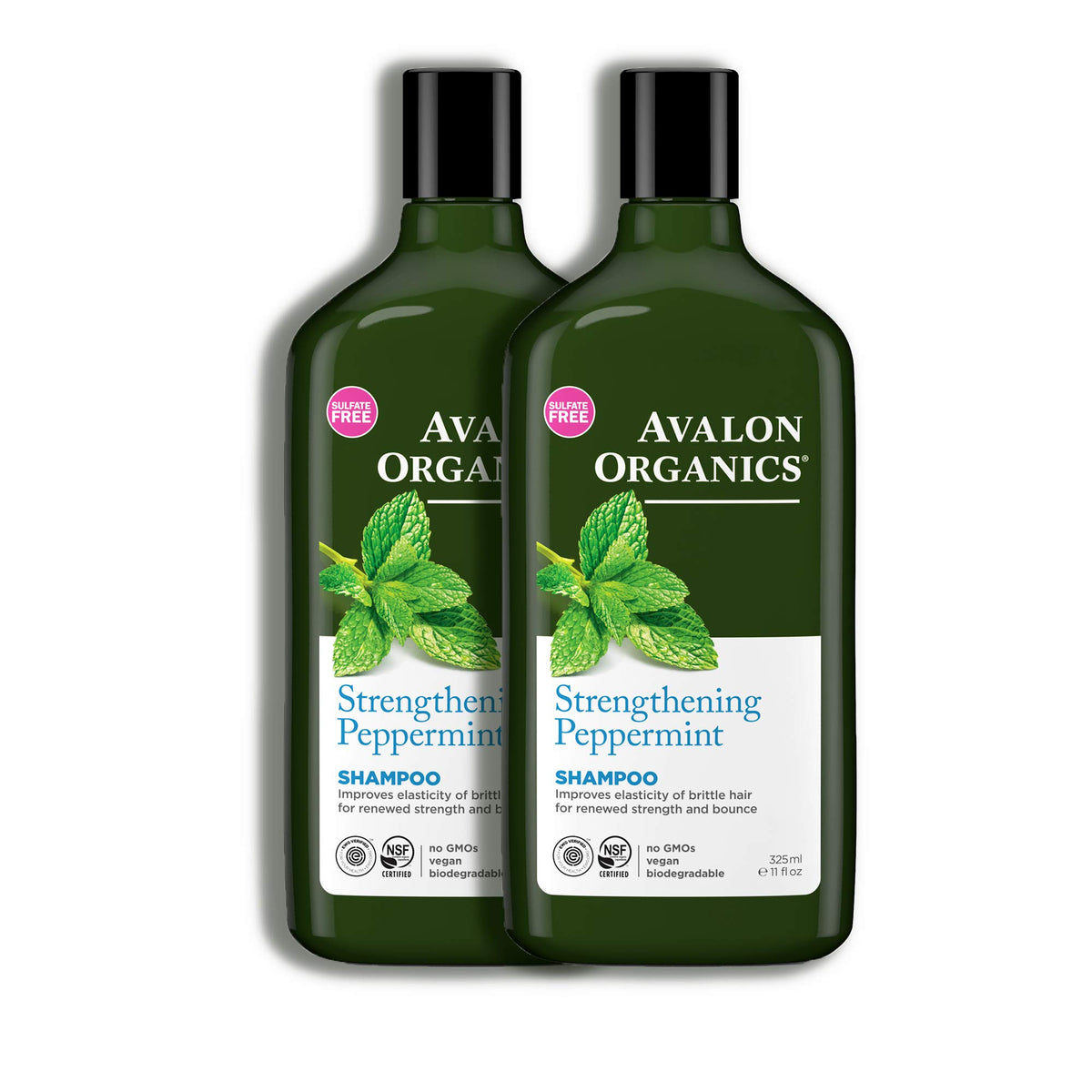Avalon Organics Strengthening Peppermint Shampoo, 11 oz. (Pack of 3)
