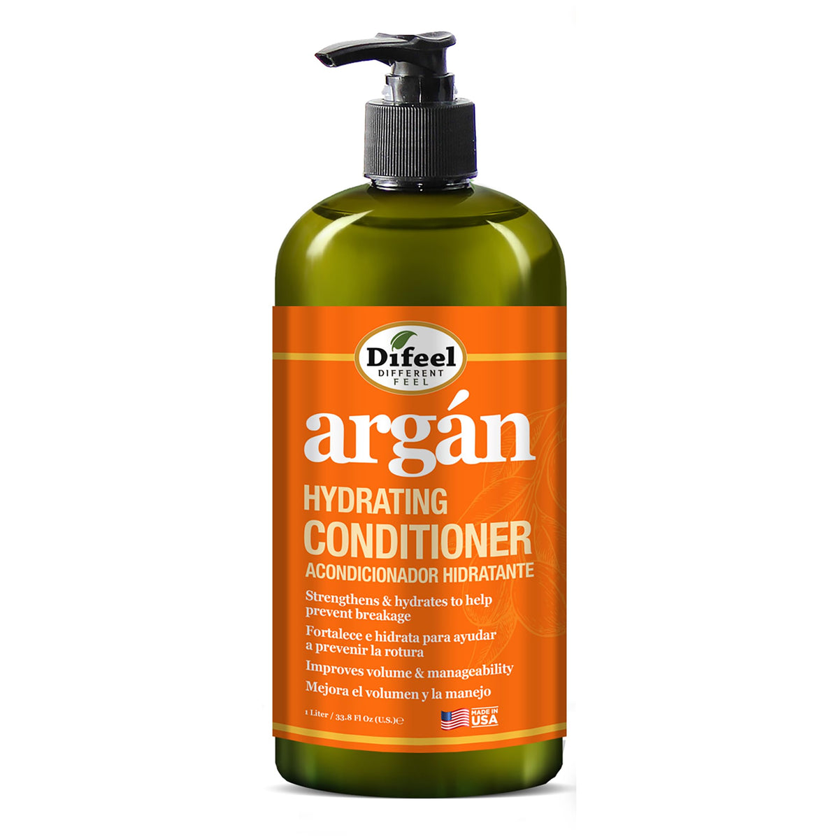 Difeel Argan Hydrating Conditioner 33.8 oz. - Natural Argan Oil Conditioner Hydrating, Paraben Free Natural Conditioner for Hair