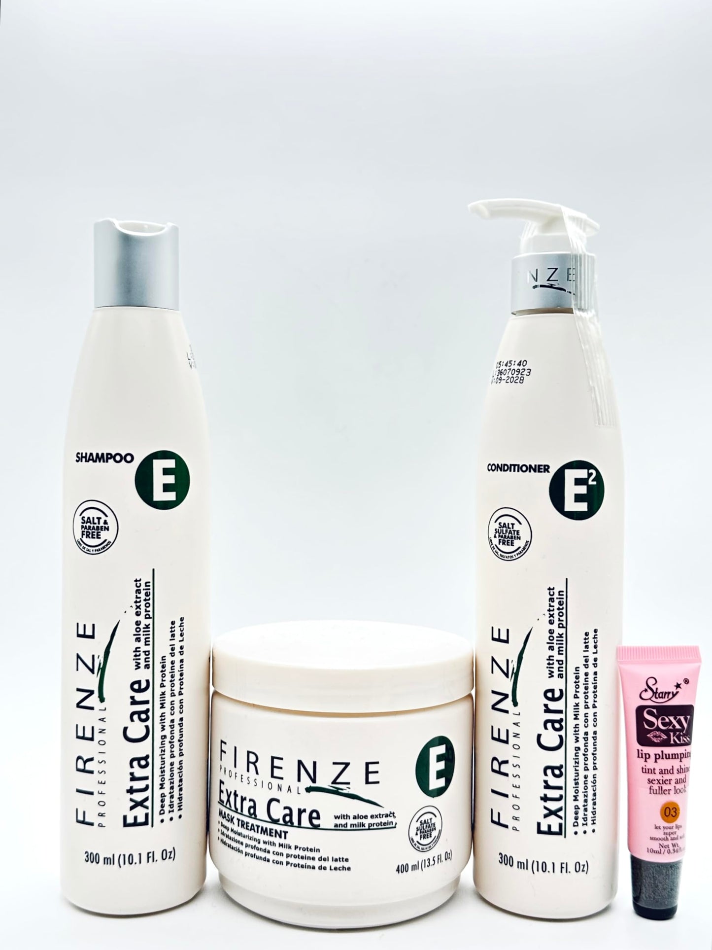 Firenze Professional Extra Care Shampoo & Conditioner 300ml/10.1 fl oz and Mask Treatment with Aloe extract & Milk protein 4000ml/13.5 fl oz- Free Beauty & Personal Care Firenze Professional