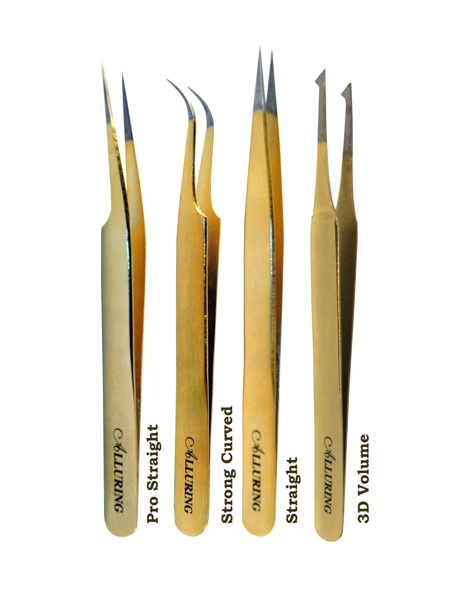 Alluring Gold Tweezers for Eyelash Extension - Pro Straight Beauty and Personal Care Alluring