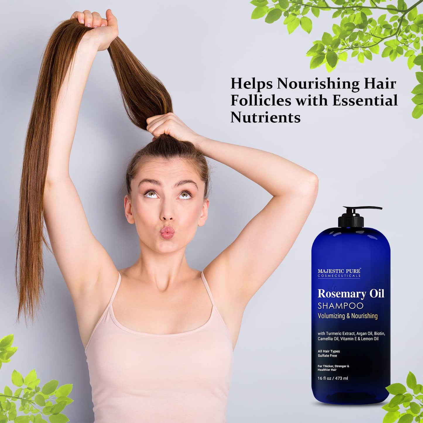 Majestic Pure Rosemary Oil Shampoo for Hair Growth - Volumizing & Nourishing Shampoo - with Vitamin E & Argan Oil - Sulfate Free, for Men & Women - 16 Beauty & Personal Care Majestic Pure