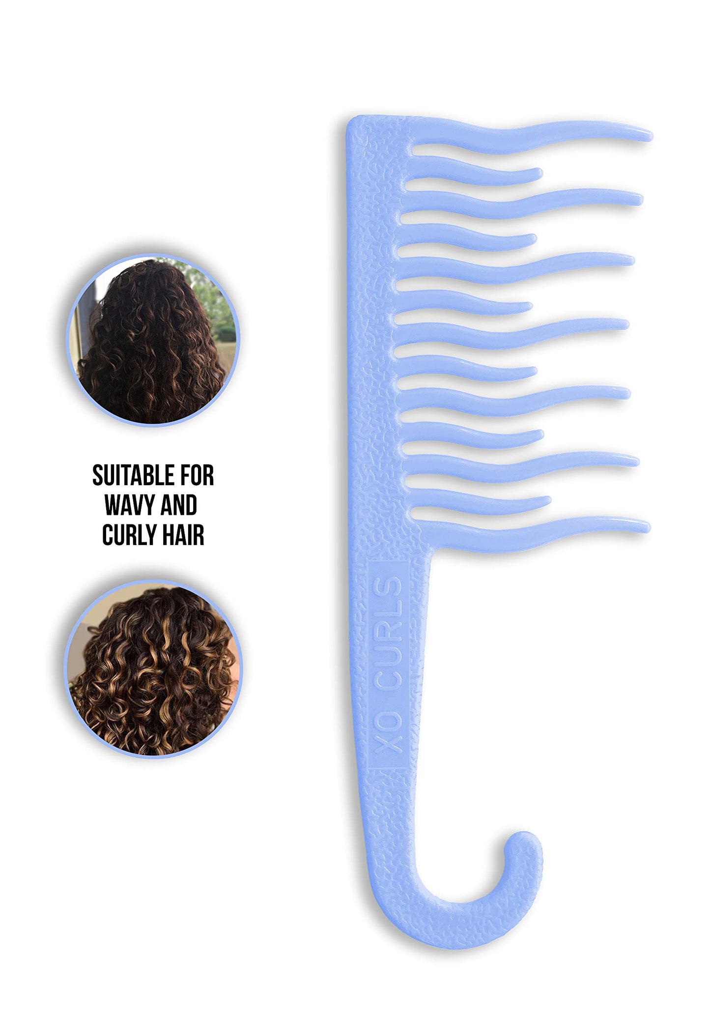 XO Curls Shower detangling hair comb, Wide tooth comb, Comb with hook for easy hanging in shower, Gentle on Scalp, Hair comb for with curly & wavy Beauty & Personal Care XO Curls