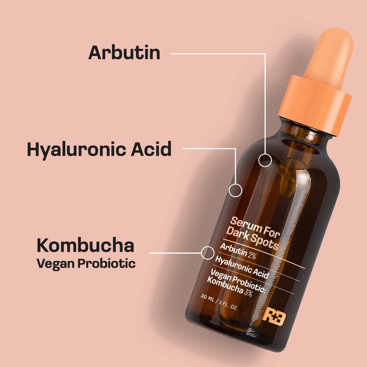 Real Basic Skin Serum for Dark Spots with Arbutin, Hyaluronic Acid & Vegan Probiotic Kombucha 1 oz. - Arbutin Serum and Hyaluronic Acid Serum for Face Beauty & Personal Care REAL BASIC