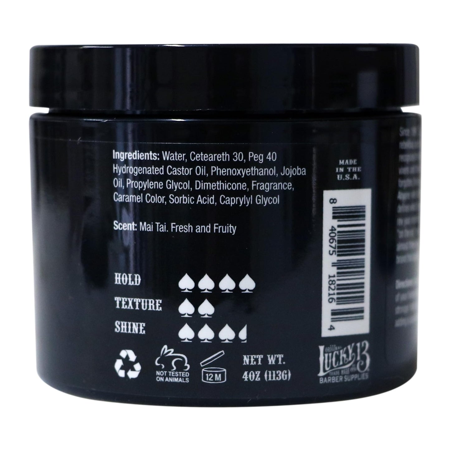 Lucky 13 Barber Supplies Original Hair Pomade | High Hold | High Shine | Water Based | Mai Tai Scent, 4oz Beauty & Personal Care Lucky 13