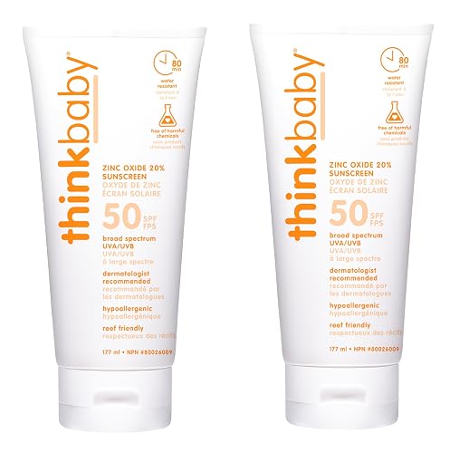 Thinkbaby Safe Sunscreen SPF 50+ - 6oz Family Size (2-Pack) Beauty & Personal Care THINK