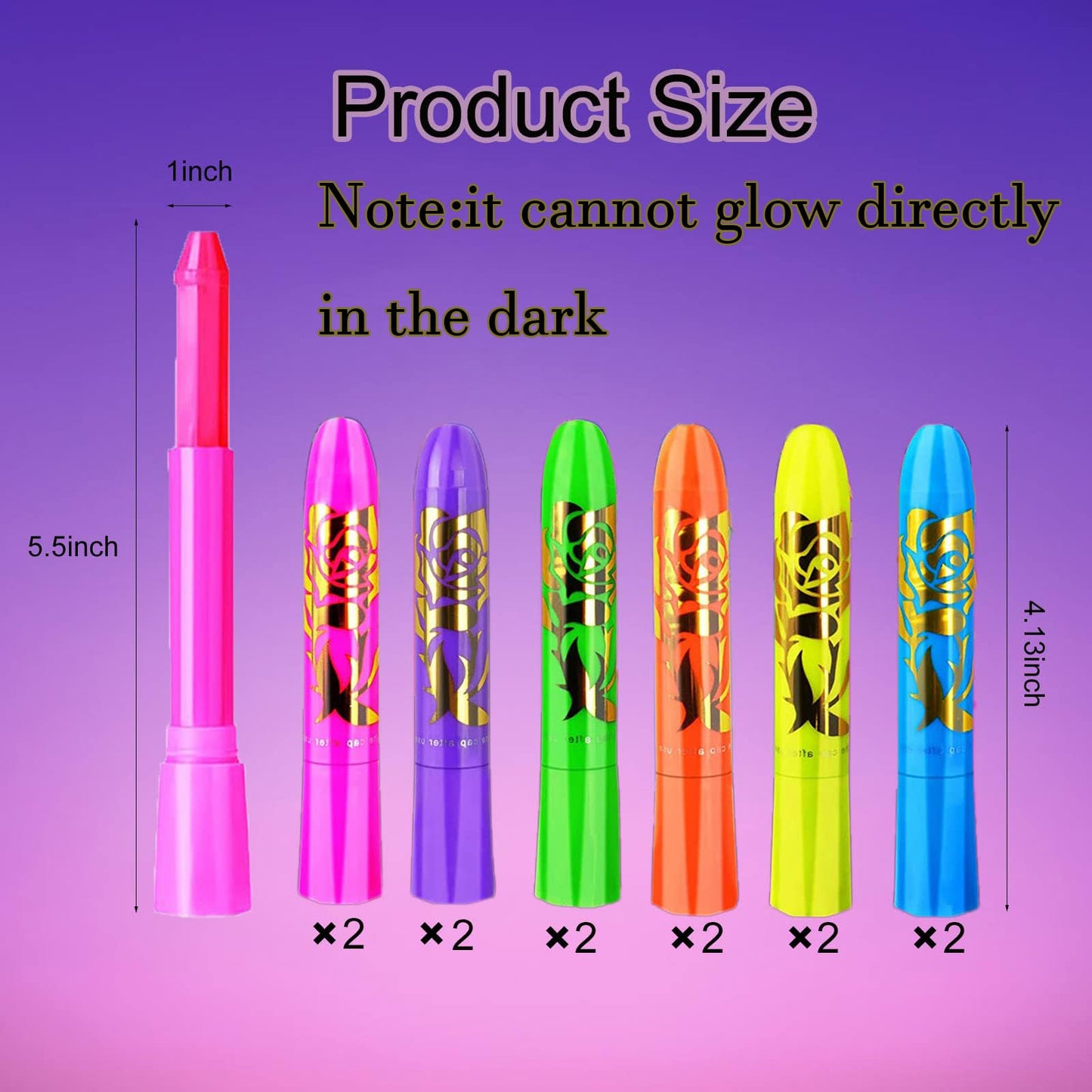 12 PCS Glow Face Body Paint, Glow In The Dark Under UV Black Light Sticks Makeup Neon Face Painting Kits for Adult Halloween Festival Accessory Glow Beauty and Personal Care eyigylyo