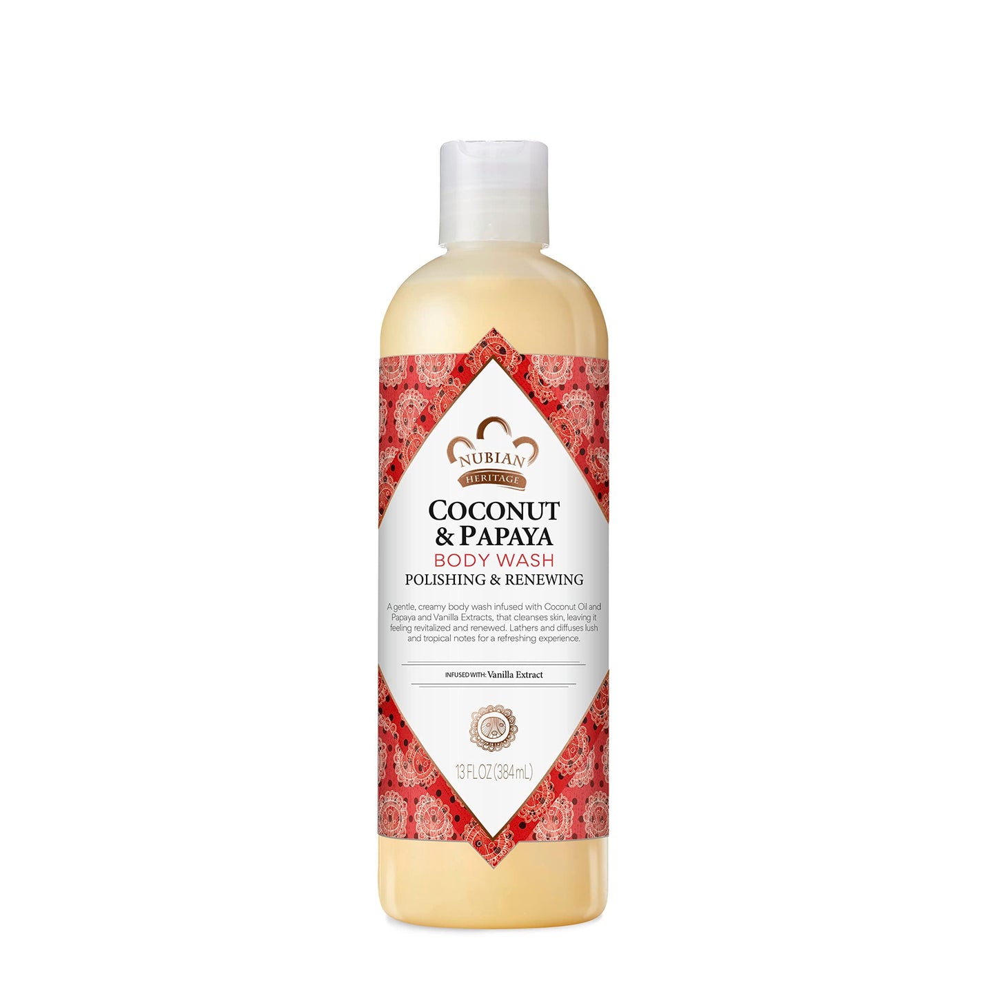 Nubian Heritage Coconut Papaya Body Wash Cleanser for Dry, Dull Skin Polish + Renew Hydrating Body Wash 13 oz Beauty & Personal Care Nubian Heritage