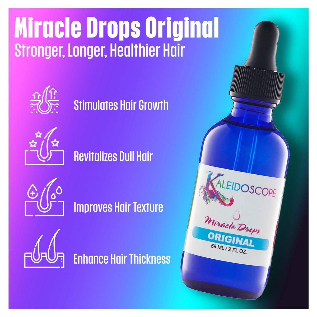 Kaleidoscope Miracle Drops Quick Absorbing Fights Dry Scalp (2oz)