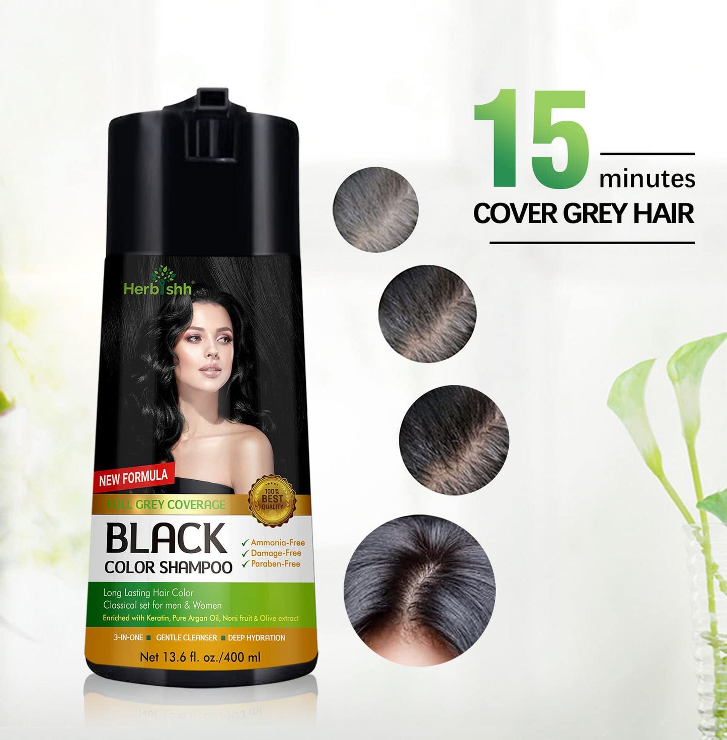Herbishh Color Enriched Shampoo for Gray Hair - Long Lasting Hair Dye Formula and Conditioner (Golden Brown) Beauty & Personal Care Herbishh
