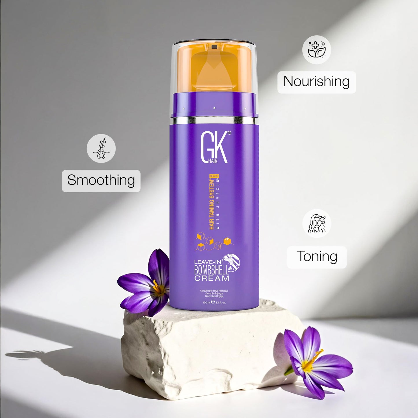 GK HAIR Global Keratin Leave In Bombshell Purple Cream (3.4 Fl Oz/100ml) Conditioning Smoothing Moisturizing Hydrating Frizz Control for Blonde Beauty & Personal Care GK HAIR