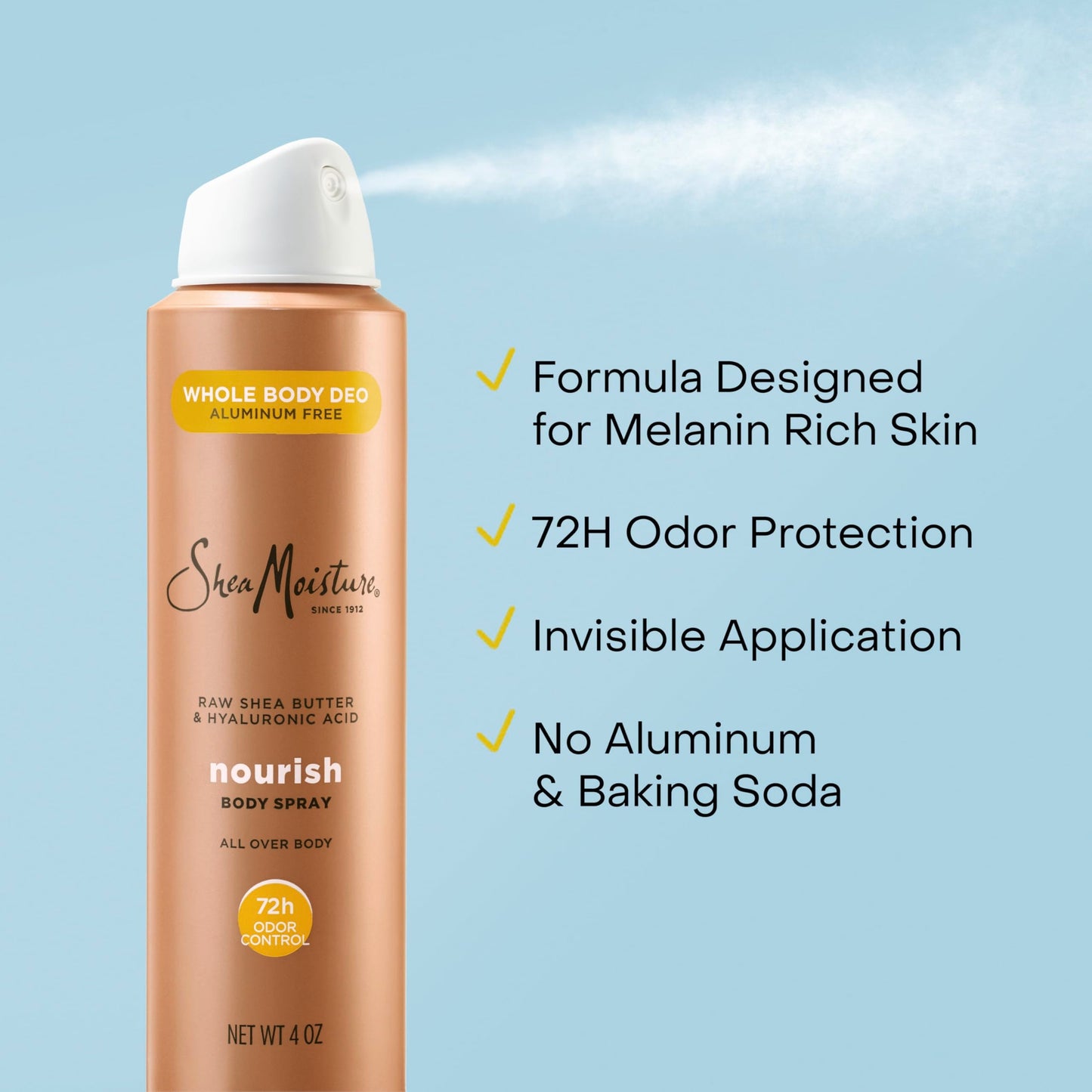 SheaMoisture All Over Body Deodorant Spray for Women Raw Shea Butter & Hyaluronic Acid Aluminum Free 4oz Beauty and Personal Care Shea Moisture