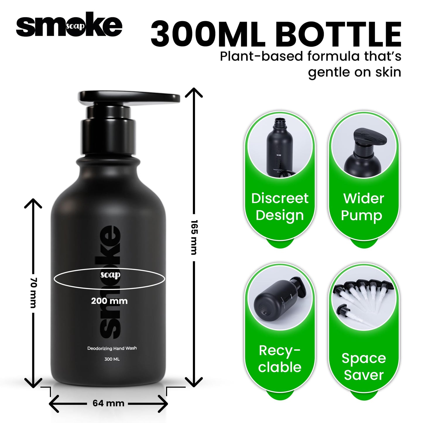 SMOKE SOAP Liquid Hand Soap Odor Neutralizing, Fragrance Free, Natural Soy-based Formula, Free of Sulfates, Parabens Free (300ml) Beauty & Personal Care SMOKE SOAP