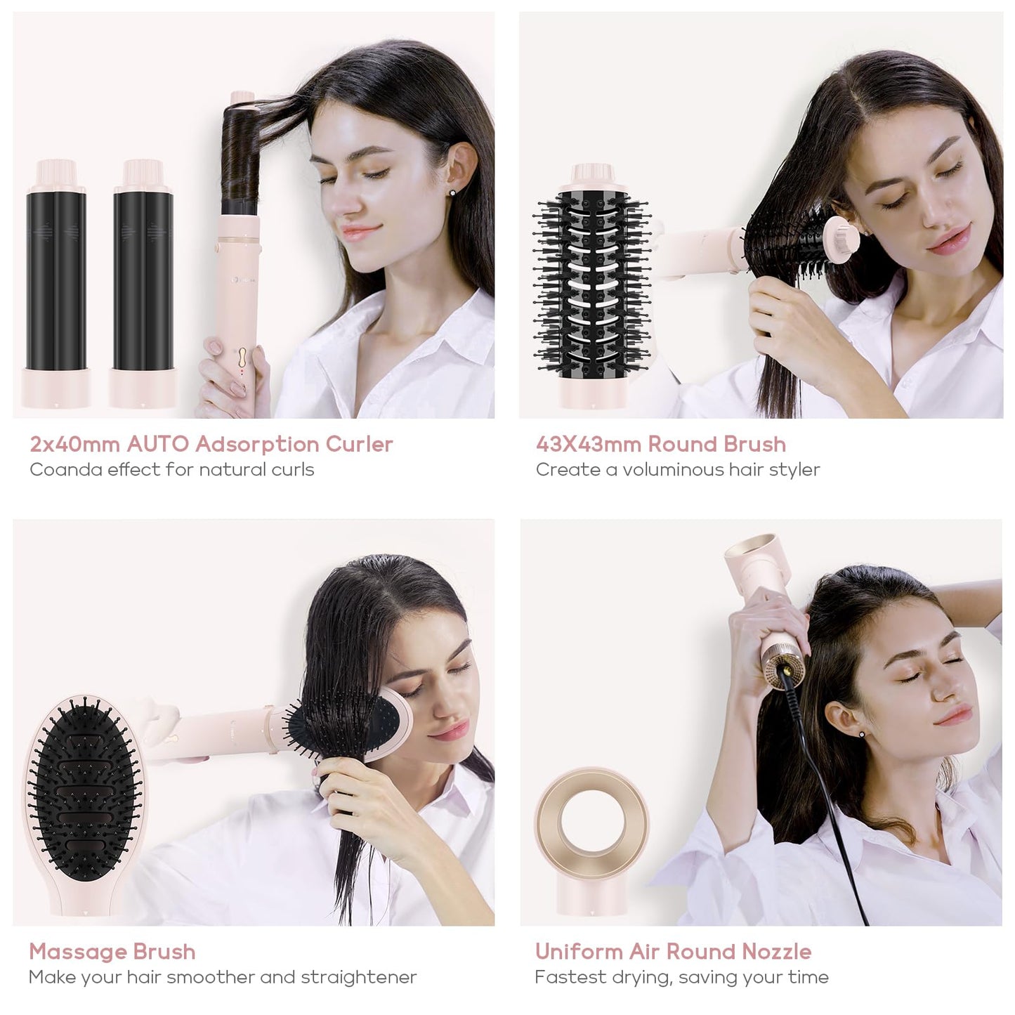 IG INGLAM MegaAIR Styler, 5 in-1 Professional Interchange Hair Dryer Brush 110,000 RPM Brushless BLDC Motor Ionic Hot Air Styler Volumizing and Shape Beauty & Personal Care IG INGLAM