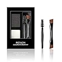 Revlon ColorStay Brow Kit, Includes Longwear Brow Powder, Clear Pomade, Dual-Ended Angled Tip Eyebrow Brush & Spoolie Brush, Soft Black (101), 0.08 oz Beauty & Personal Care REVLON