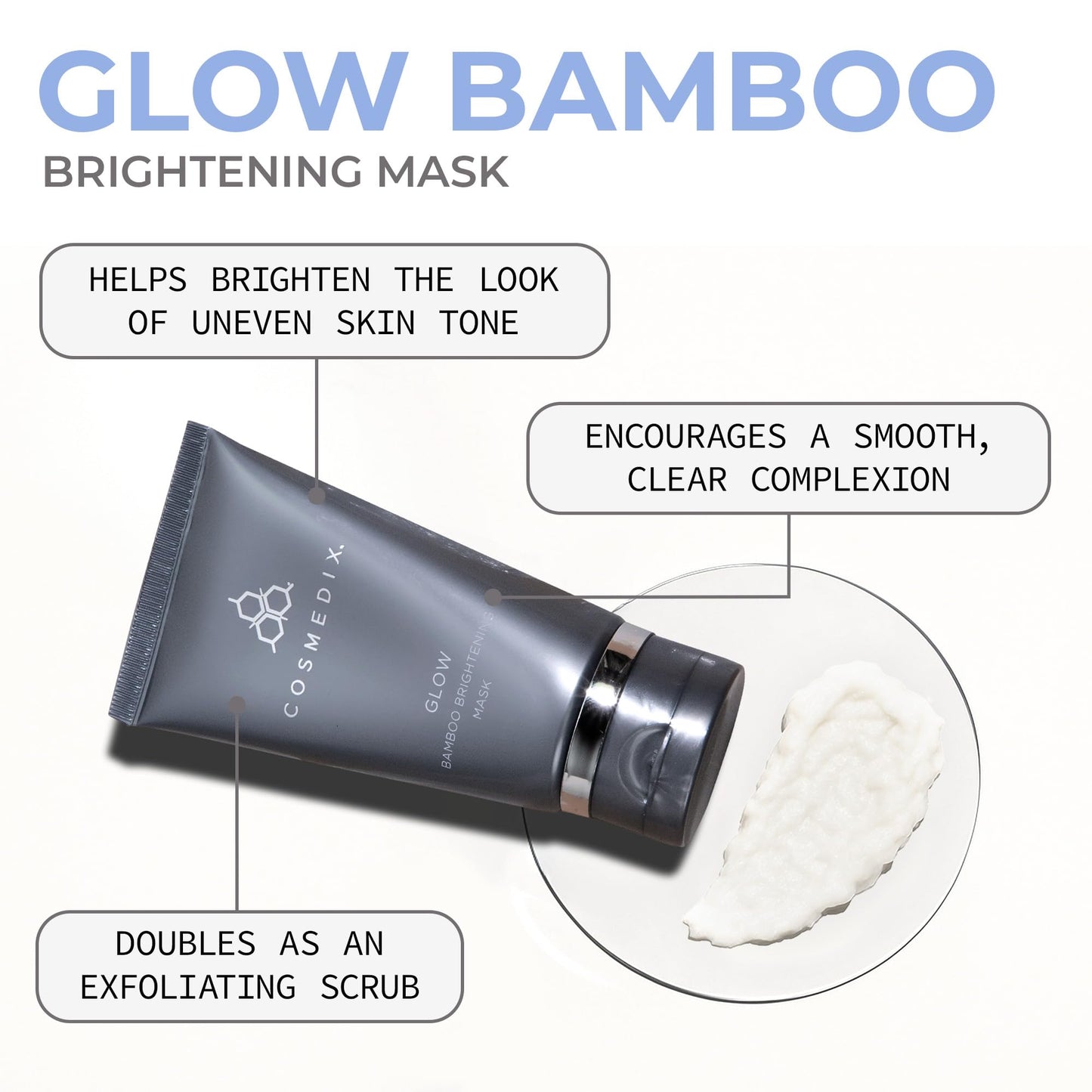 COSMEDIX Glow Bamboo Brightening Facial Mask - PM Exfoliating Facial Scrub for Tired, Dull & Uneven Skin - Anti-Aging Gentle Night Face Exfoliator Beauty & Personal Care COSMEDIX