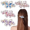 4 PCS Hair Clips for Women Ladies, Butterfly Design Crystal Rhinestones French Barrettes Spring Hair Barrettes Clip, Women Fashion Ponytail Holders Beauty & Personal Care GeoGeoDIY