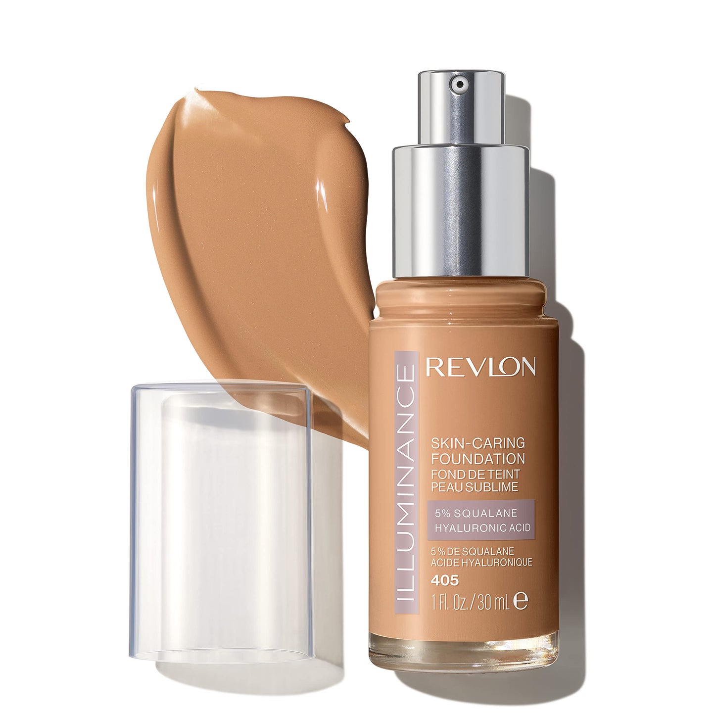 Revlon Illuminance Skin-Caring Liquid Foundation, Hyaluronic Acid, Hydrating and Nourishing Formula with Medium Coverage, 405 Hazel, 1 fl oz Beauty & Personal Care REVLON