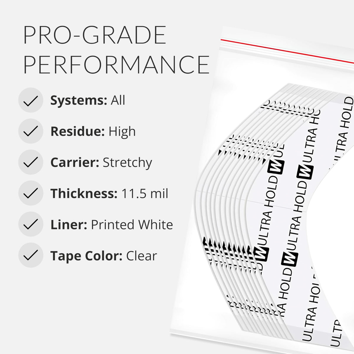 Walker Tape Ultra Hold A Contour Adhesive Strips, Strong Double Sided Wig Tape Tabs for Lace Systems and Tape in Hair Extensions Human Hair, Long