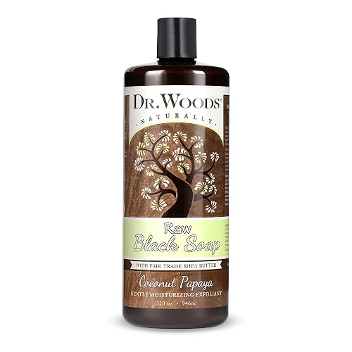 Dr. Woods Raw African Liquid Coconut Papaya Black Soap- Body Wash for Men & Women, Organic Shea Butter, Gentle Exfoliant, Coconut & Papaya Fragrance Beauty & Personal Care Dr. Woods