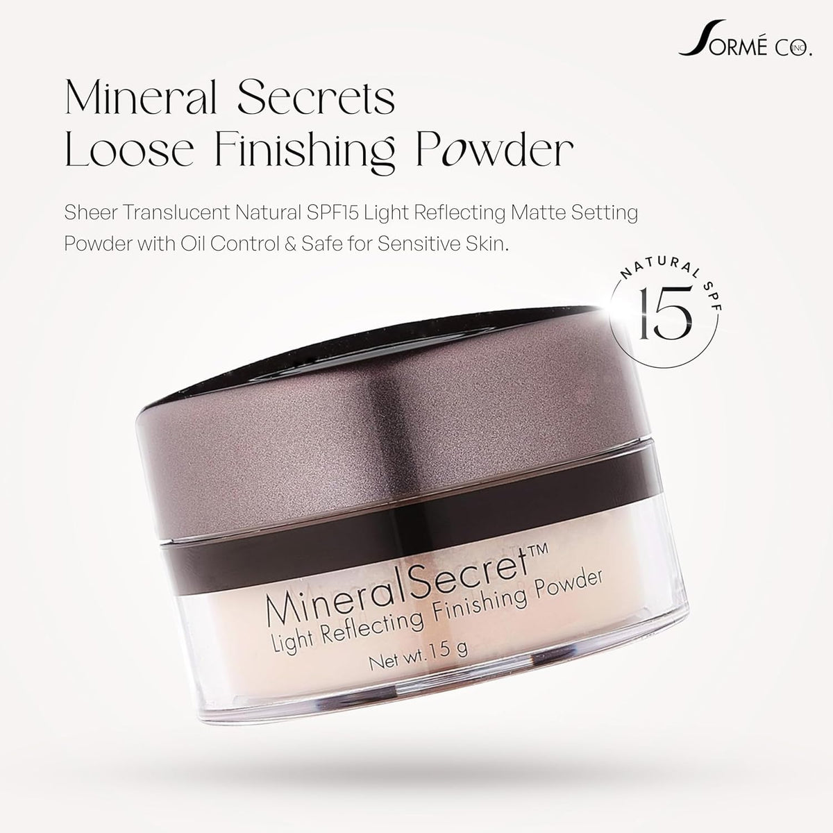 Sorme Treatment Cosmetics Mineral Secret Light Reflecting Powder 0.5oz | Hypoallergenic Matte Setting Powder Make-up with Oil-Control | Micronized