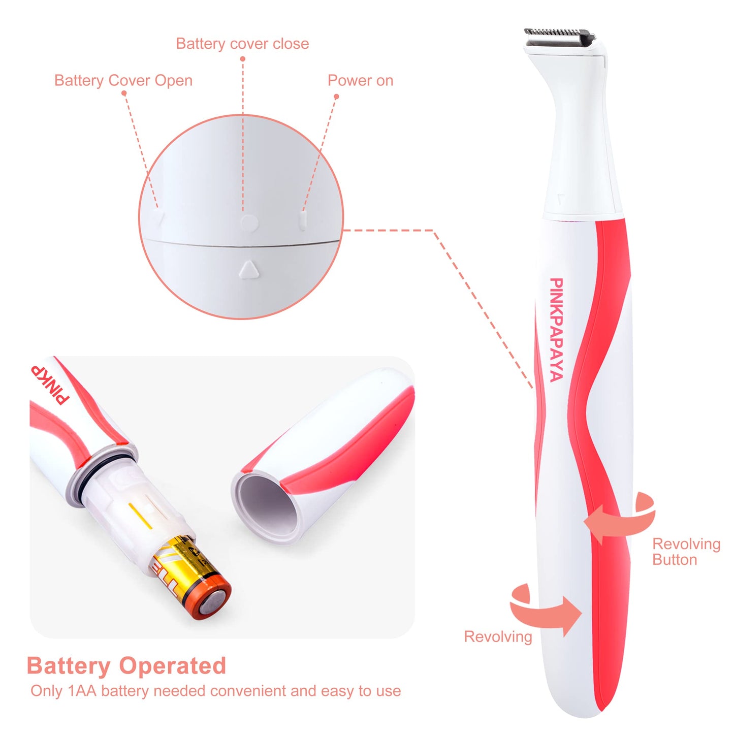 pinkpapaya Nose Hair Trimmer for Women and Men,4-in-1 Electric Facial Hair Removal Portble Waterproof Face Shaver Razor for Nose Ear Eyebrow Beauty and Personal Care pinkpapaya