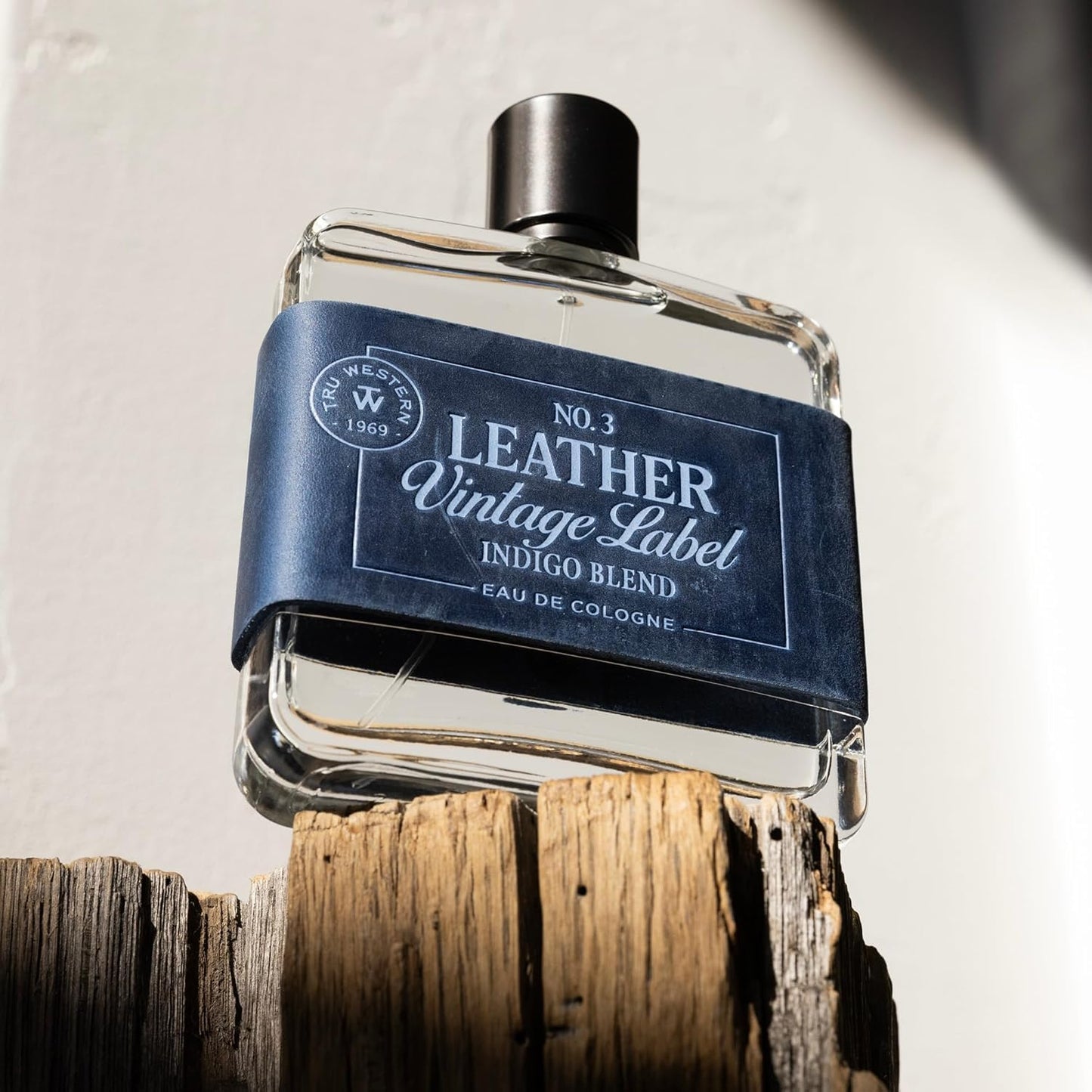 Leather No. 3 by Tru Western, Vintage Label Indigo Blend, 3.4 fl oz (100 ml), with Notes of Velvety Citrus, Blue Vetiver, Wild Lavender, and Sueded Beauty & Personal Care Tru Fragrance Beauty