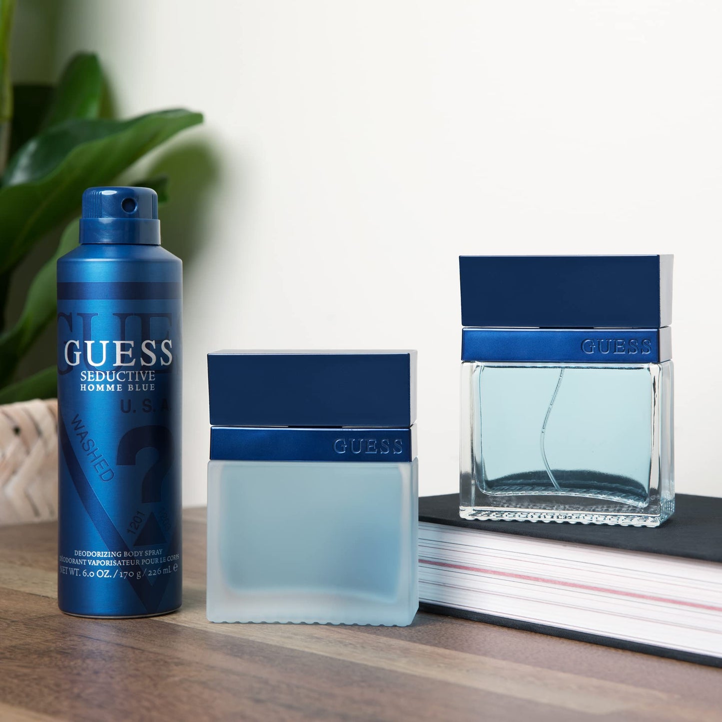Guess Seductive Blue Men / Homme Eau de Toilette 4 Piece Gift Set - Cologne Spray 3.4 Fl. Oz., Deodorizing Body Spray 6.0 Oz., Shower Gel 3.4 Fl. Oz. Beauty & Personal Care GUESS