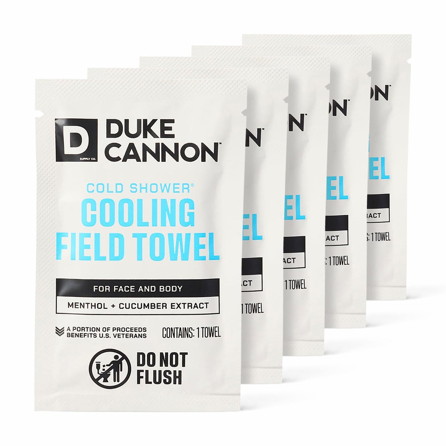 Duke Cannon Cold Shower Cooling Field Towels - 15 Individually Wrapped Towels - Men's Face and Body Wipes - Made with Menthol & Aloe - Instant Refresh Beauty & Personal Care Duke Cannon Supply Co.