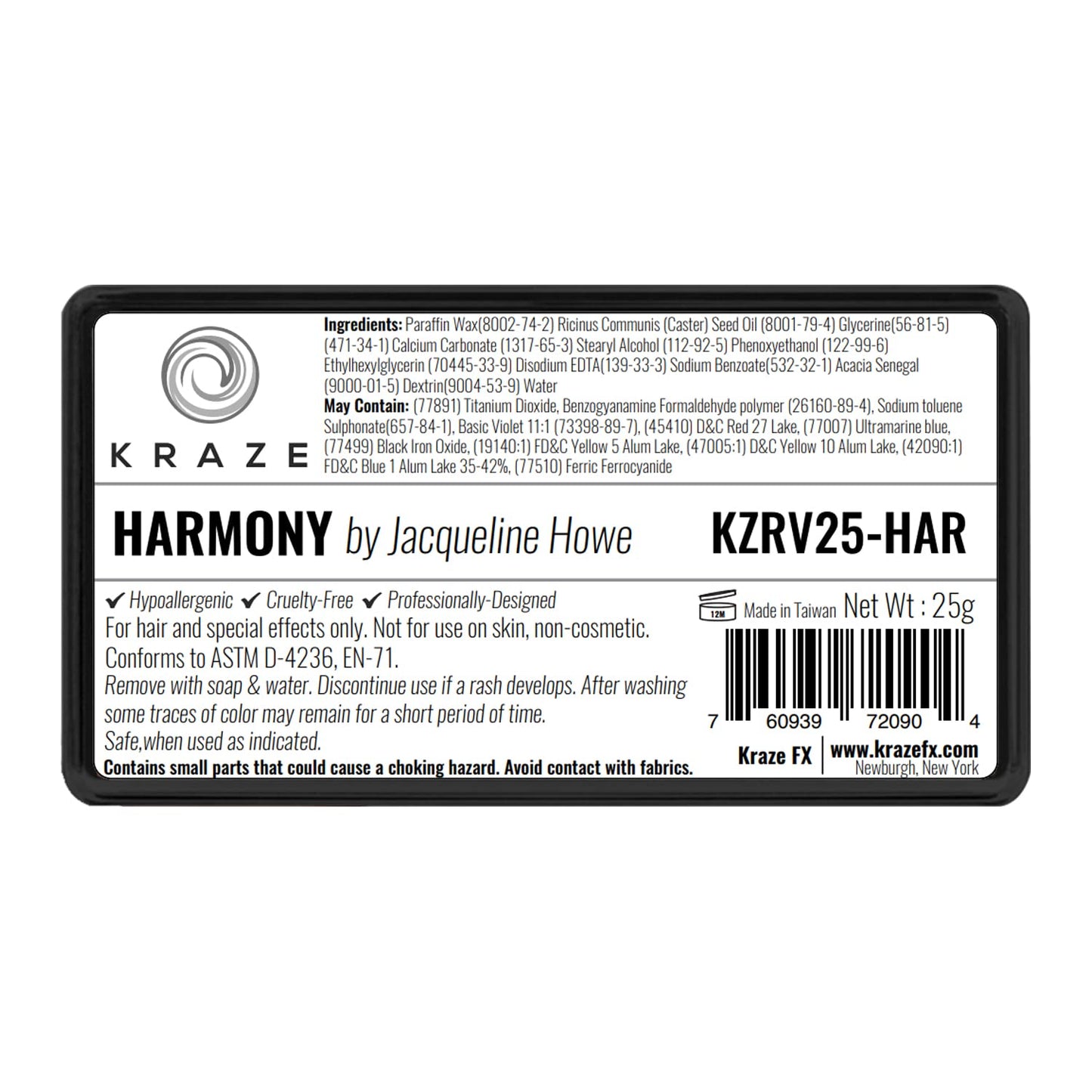 Kraze FX Dome Stroke - Harmony (25 gm), Professional 1-Stroke Split Cake, Hypoallergenic, Non-Toxic, Water Activated Face & Body Painting Makeup Beauty & Personal Care Kraze FX