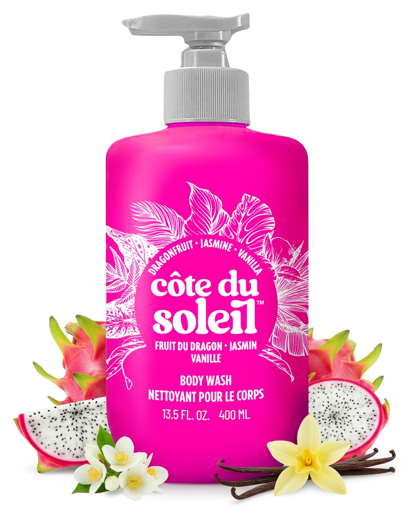 PB ParfumsBelcam Côte du Soleil Body Wash for Women - Tropical Fruity Floral Scent with Dragon fruit, Jasmine & Vanilla - Moisturizing Shower Gel Beauty & Personal Care PB ParfumsBelcam