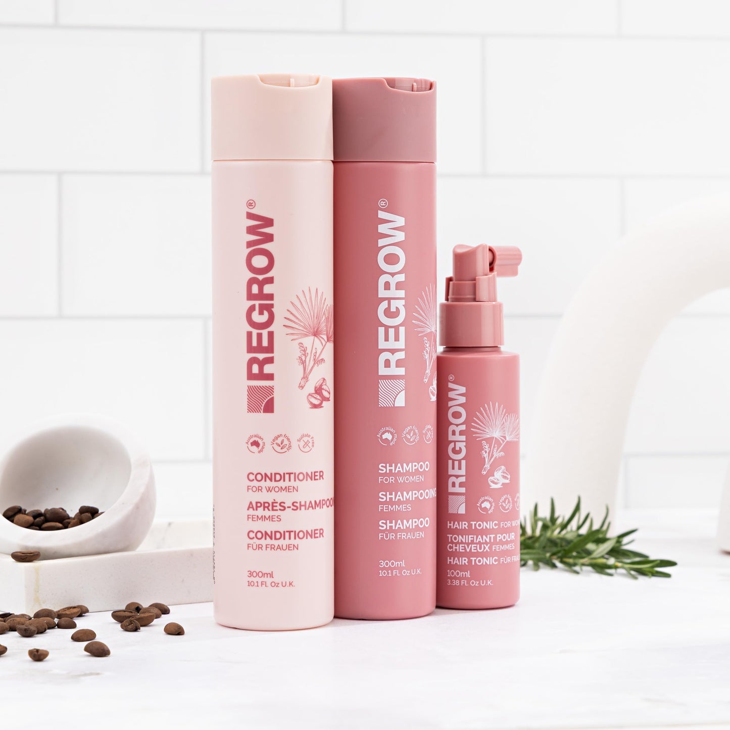 Regrow Hair RegrowthTreatment For Women. Full Set Shampoo, Conditioner & Hair Tonic, For Thicker Fuller Hair, With Caffeine Biotin & Niacinamide Beauty & Personal Care REGROW