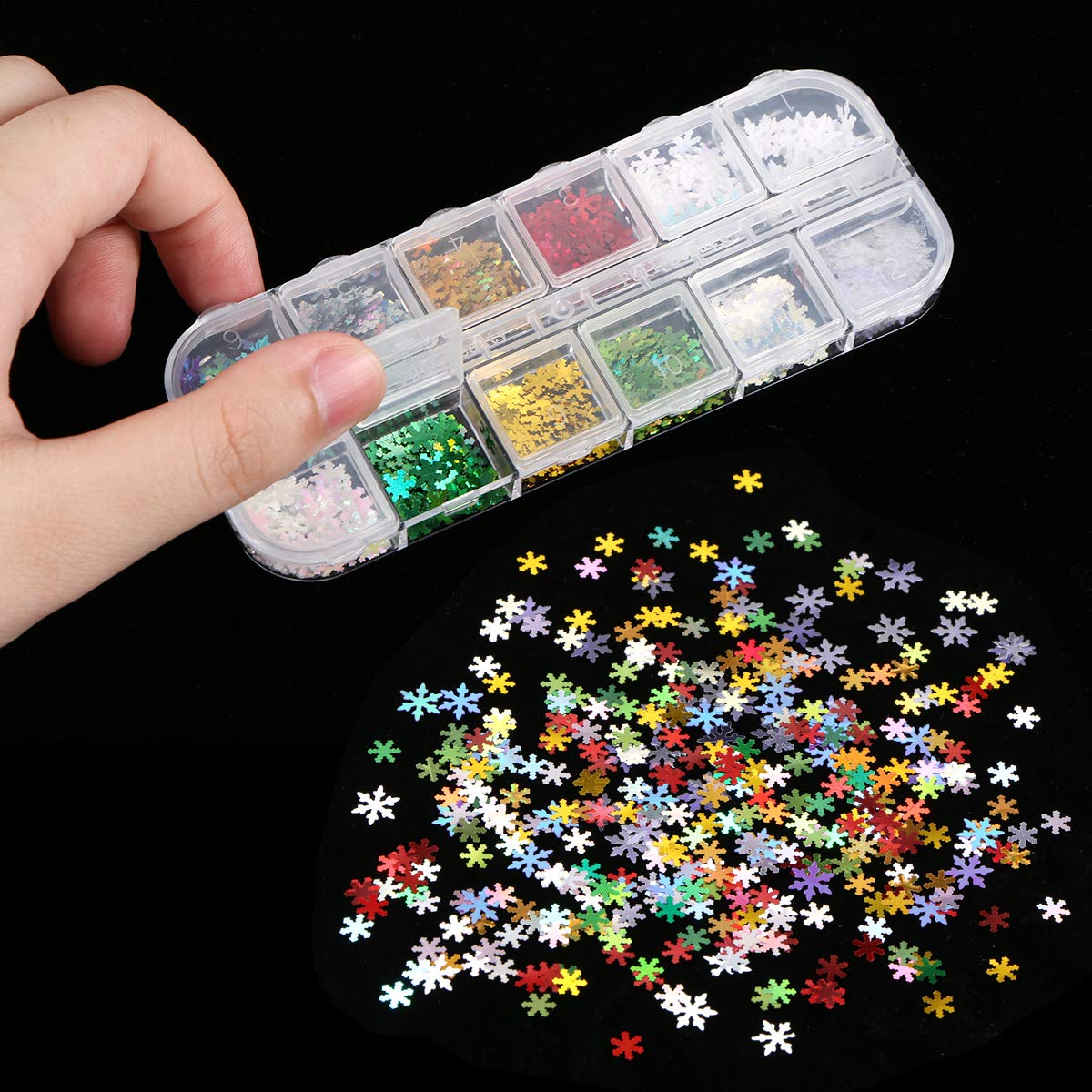 Simliber 1 Sets/3Boxes 3D Snowflake Sequins for Nail Art Decoration Glitter Set Sparkly DIY Nail Accessories Christmas Nail Designs Trendy Christmas Beauty & Personal Care Simliber